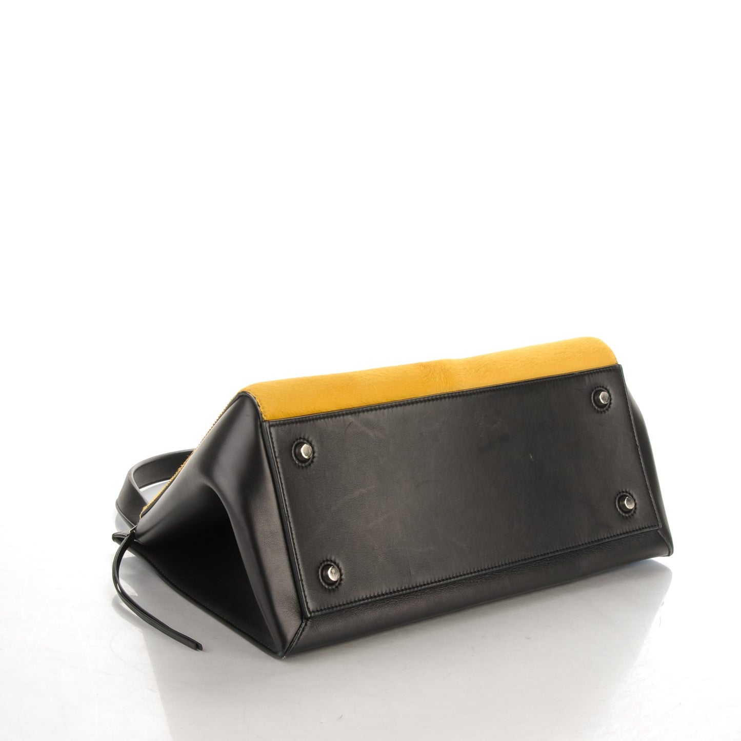 Pony Hair Medium Edge Shoulder Bag Mustard