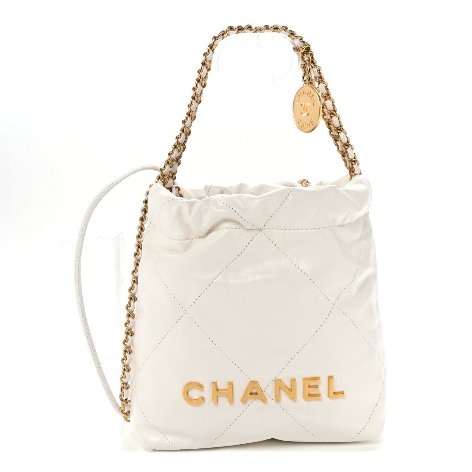 Chanel Shiny Calfskin Quilted Mini Chanel 22 White 1 of 11