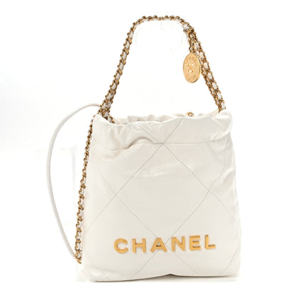Chanel Shiny Calfskin Quilted Mini Chanel 22 White 1 of 11
