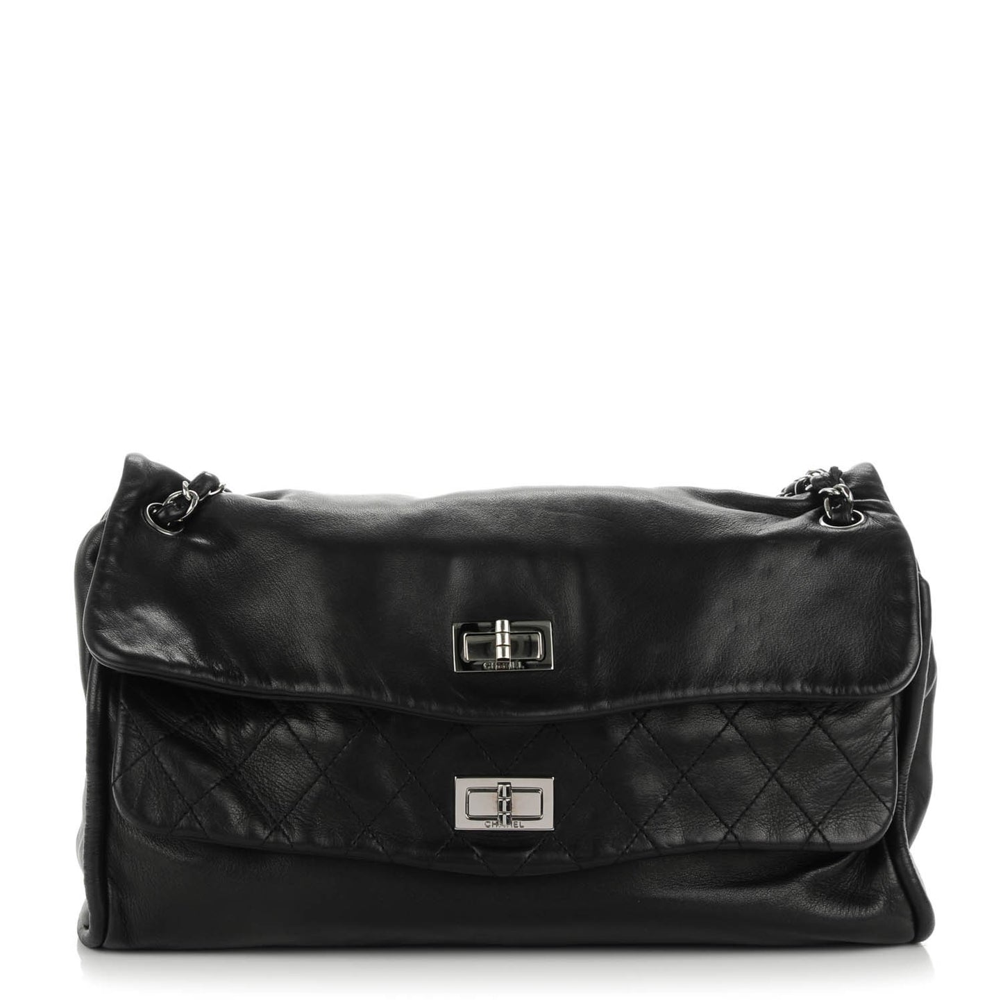 Lambskin Jumbo Mademoiselle Double Flap Black