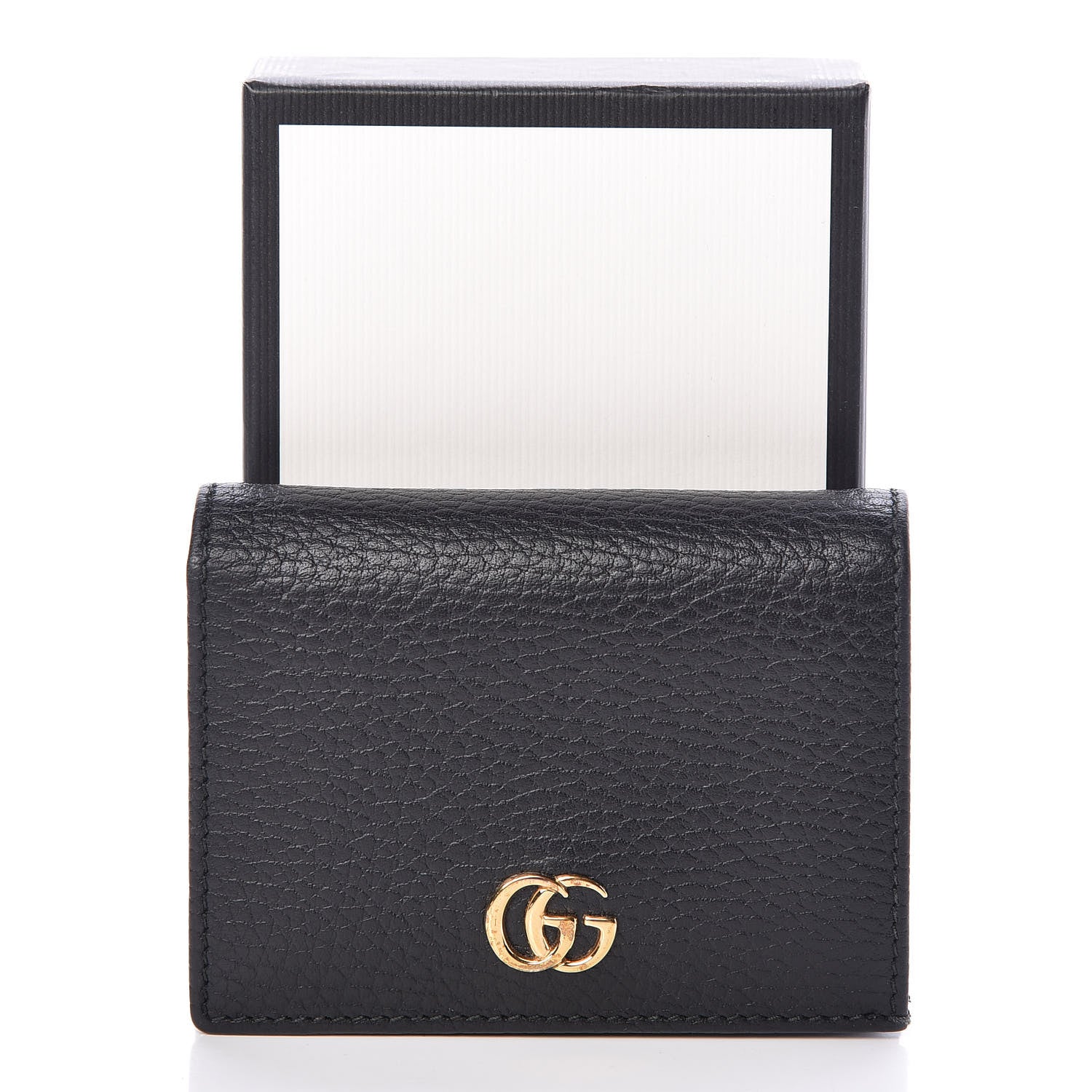 Gucci Pebbled Calfskin GG Marmont Card Case Black 9 of 9