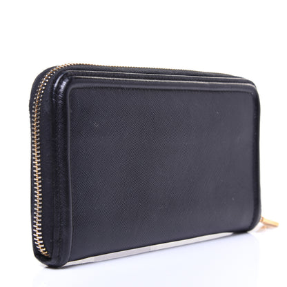 Prada Saffiano Metal Zip Around Wallet Black 3 of 9