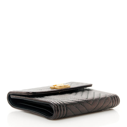 Chanel Caviar Chevron Quilted Boy Compact Wallet Black 4 of 10