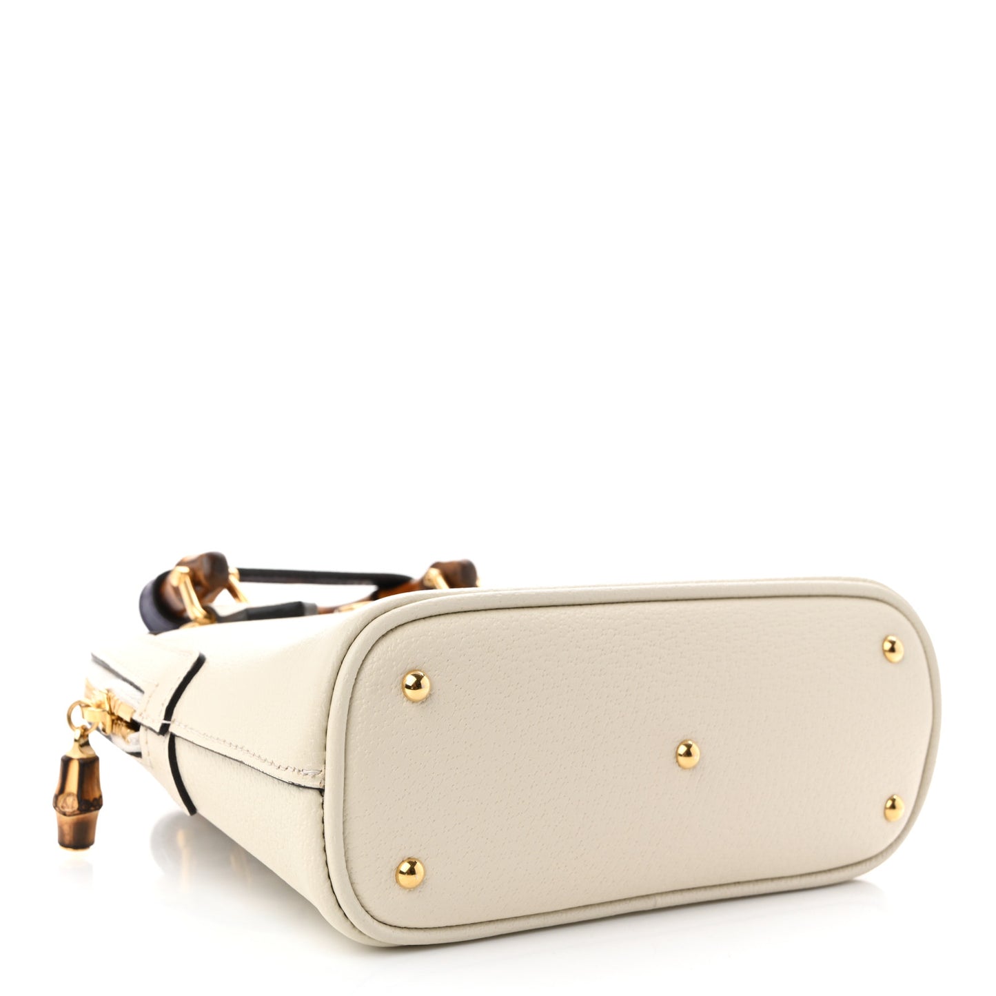 Textured Dollar Calfskin Mini Diana Dome Tote Bag White