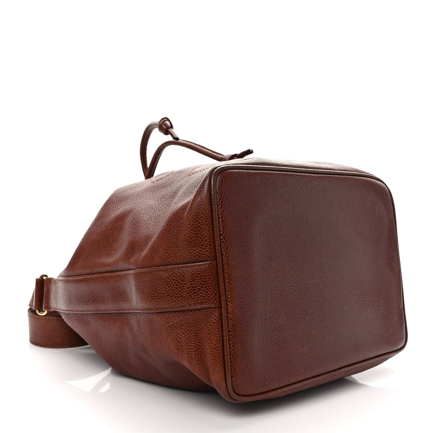 Caviar Drawstring Bucket Bag Brown