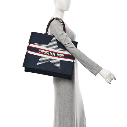 Christian Dior Canvas Embroidered Large Dioralps Book Tote Blue 2 of 10