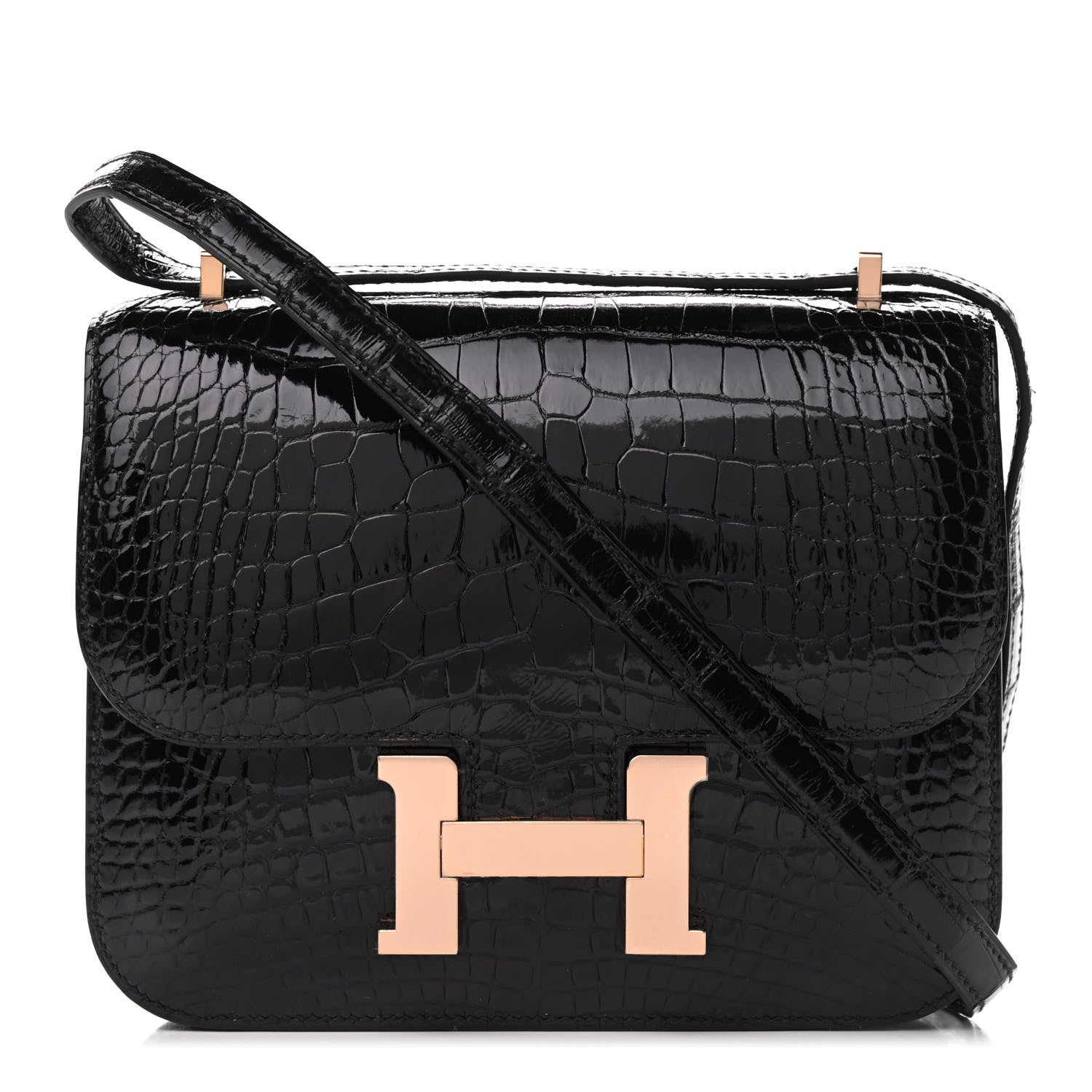 Hermes Shiny Alligator Constance 18 Black 1 of 9