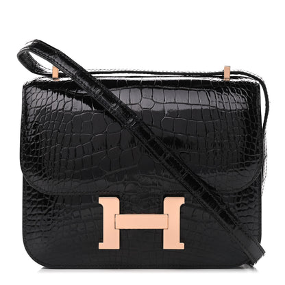 Hermes Shiny Alligator Constance 18 Black 1 of 9