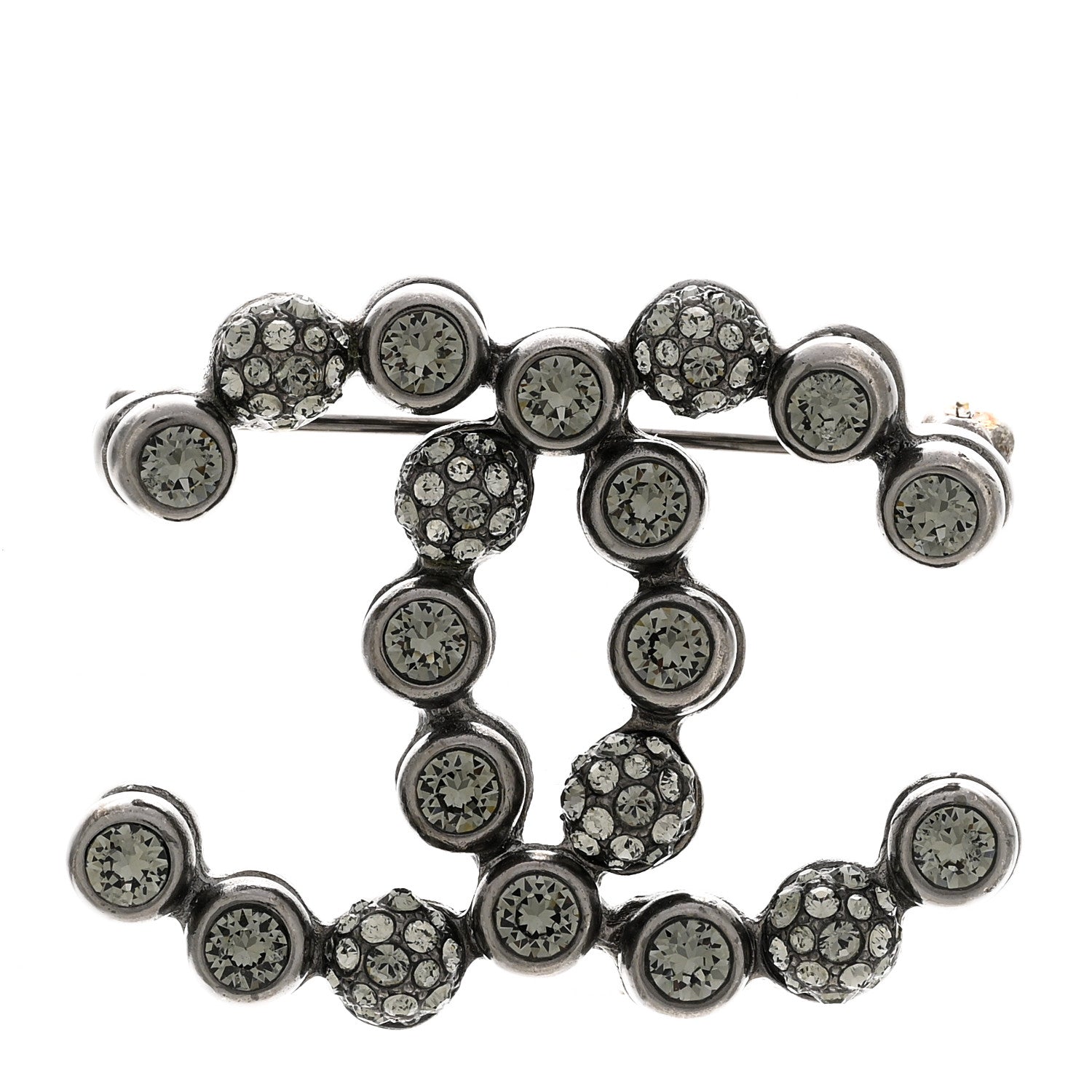 Chanel Ruthenium Crystal CC Brooch 1 of 5