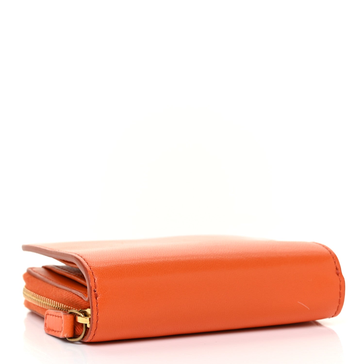 Celine Calfskin Compact Zipped Multifunction Wallet Orange 4 of 9