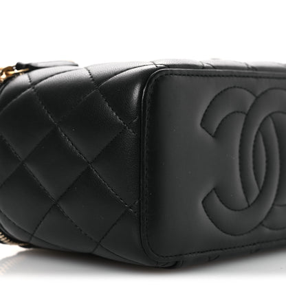 Chanel Lambskin Quilted Camellia Vanity Case Black 9 of 14
