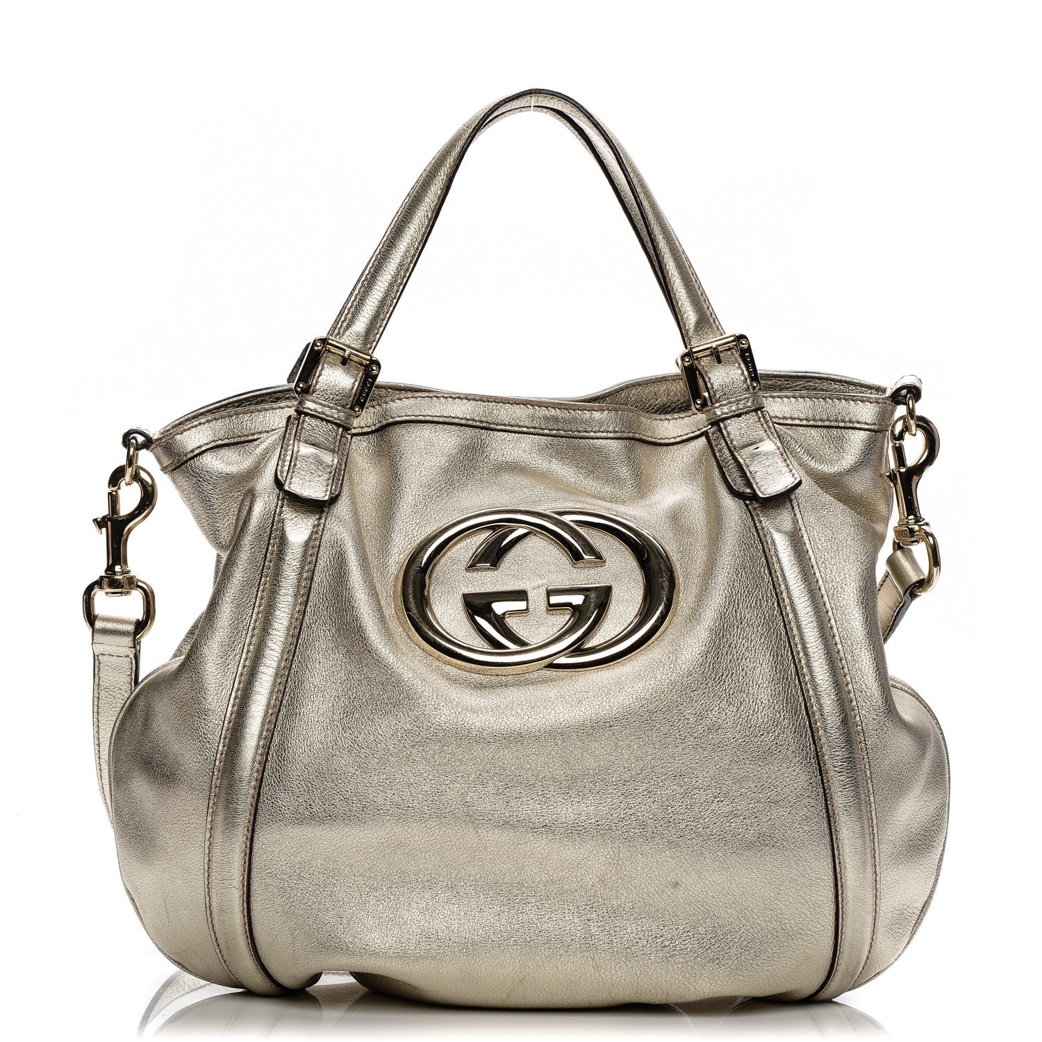 Gucci Metallic Calfskin Medium Britt Tote Gold 1 of 11