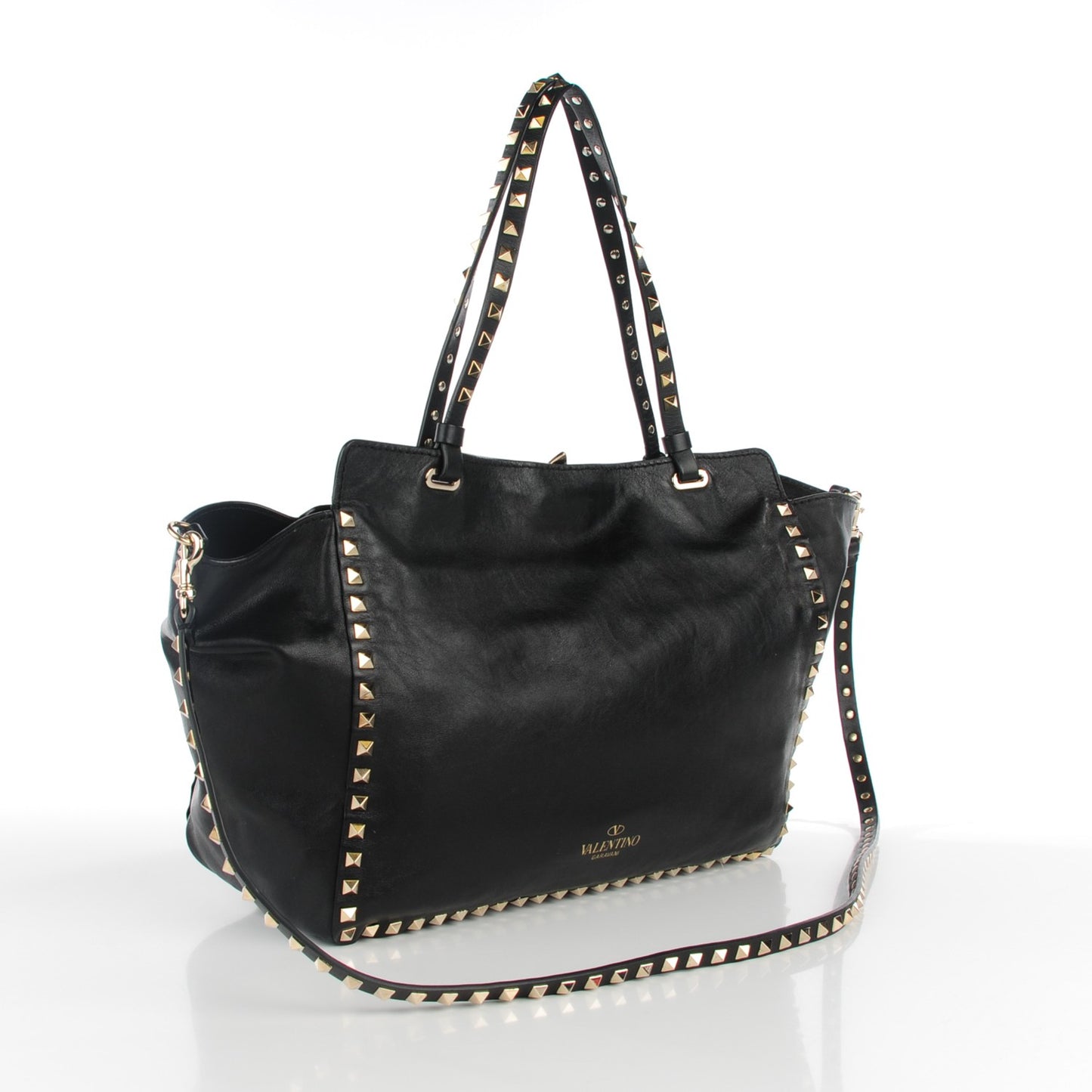 Vitello Medium Rockstud Tote Black