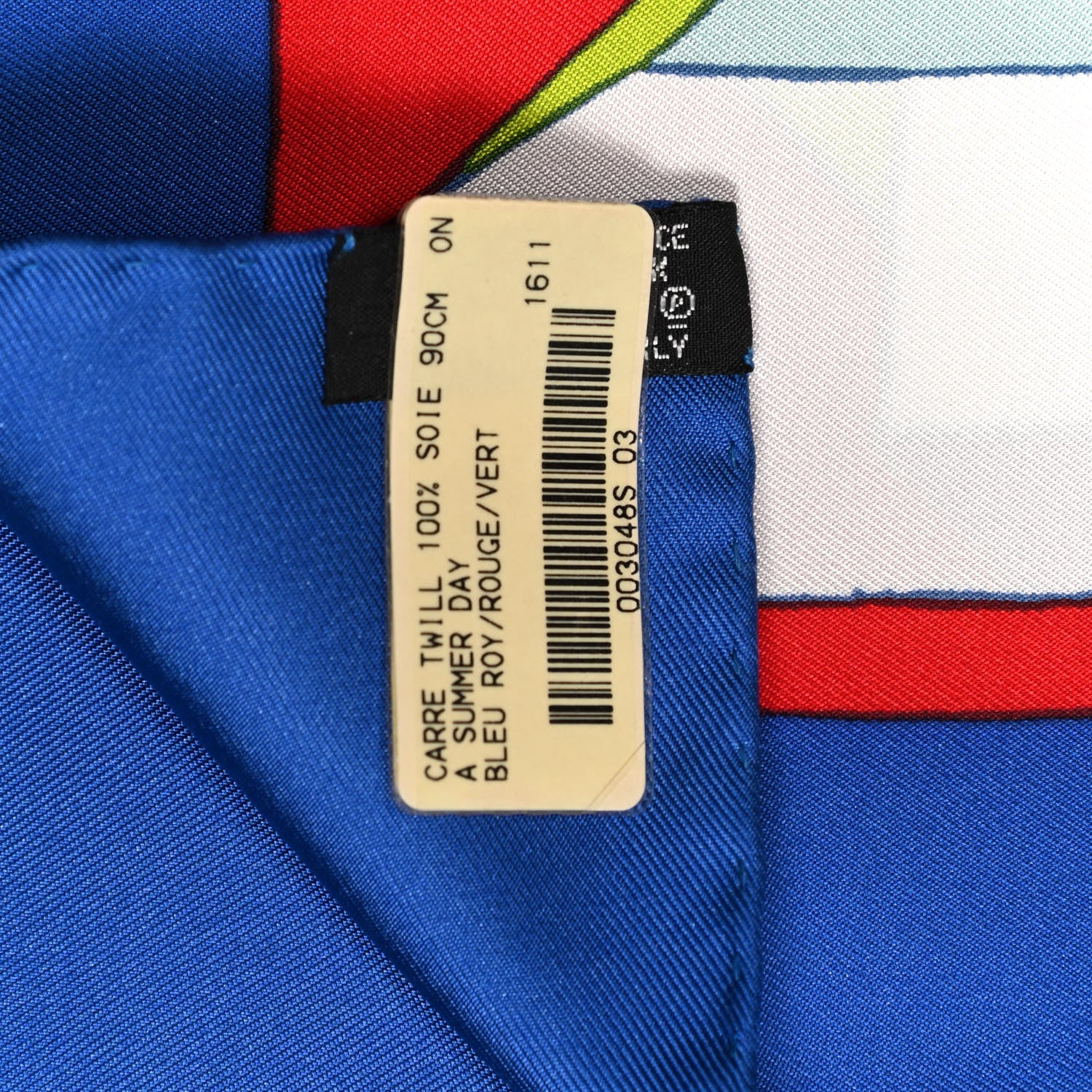 Hermes Silk On A Summer Day Scarf 90 Bleu Roy Rouge Vert 3 of 5
