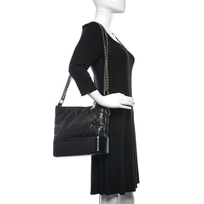 Chanel Aged Calfskin Quilted Large Gabrielle Hobo Black 2 of 13
