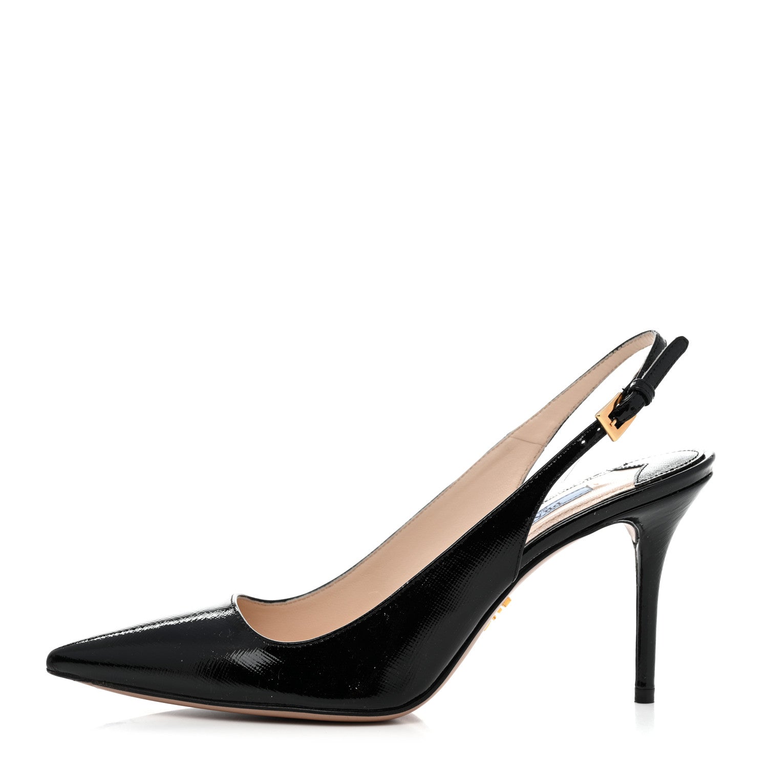 Prada Saffiano Vernice Slingback Pumps 39 Black 1 of 8