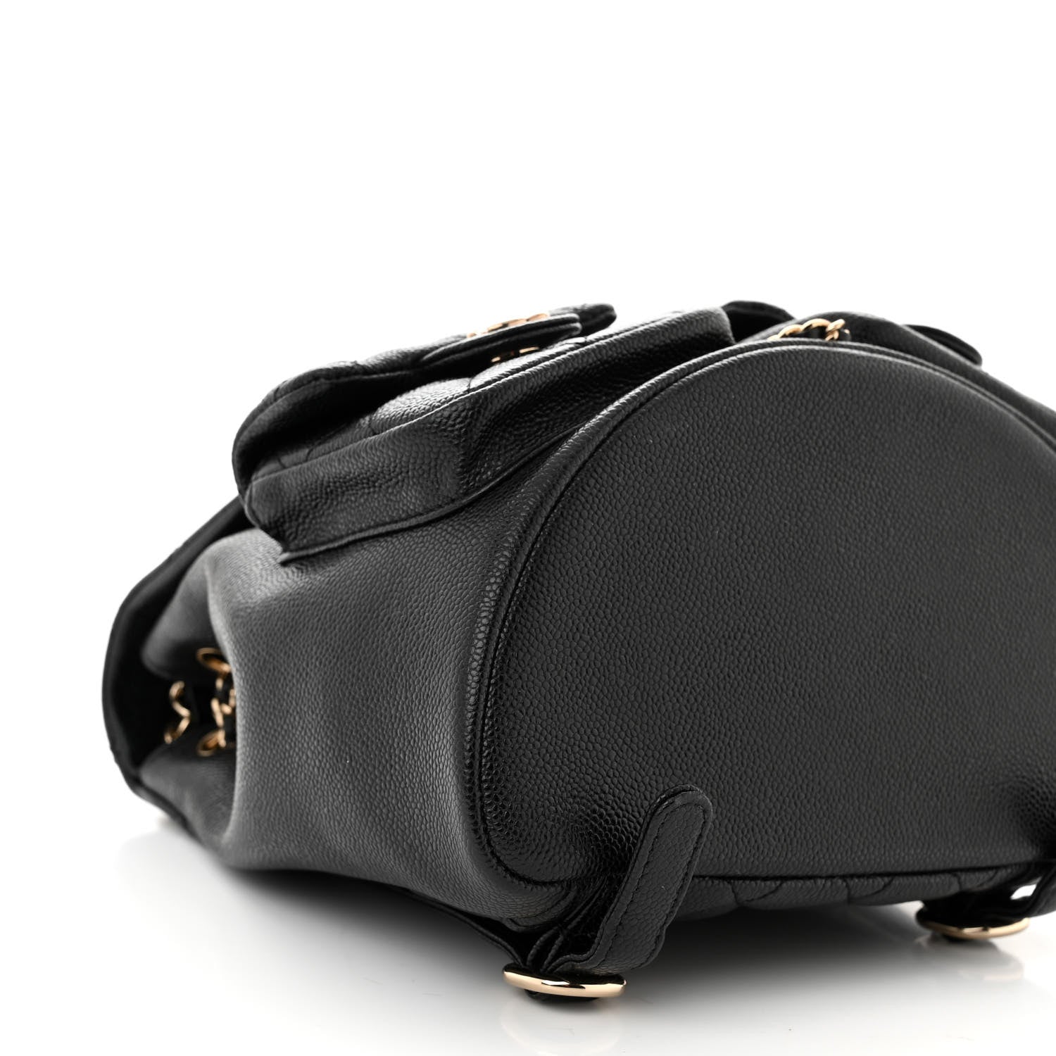 Chanel Shiny Caviar Quilted Medium Duma Pockets Drawstring Backpack Black 9 of 10