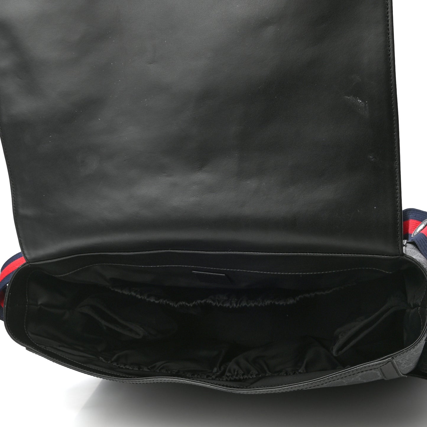 GG Supreme Monogram Web Messenger Diaper Bag Black Grey