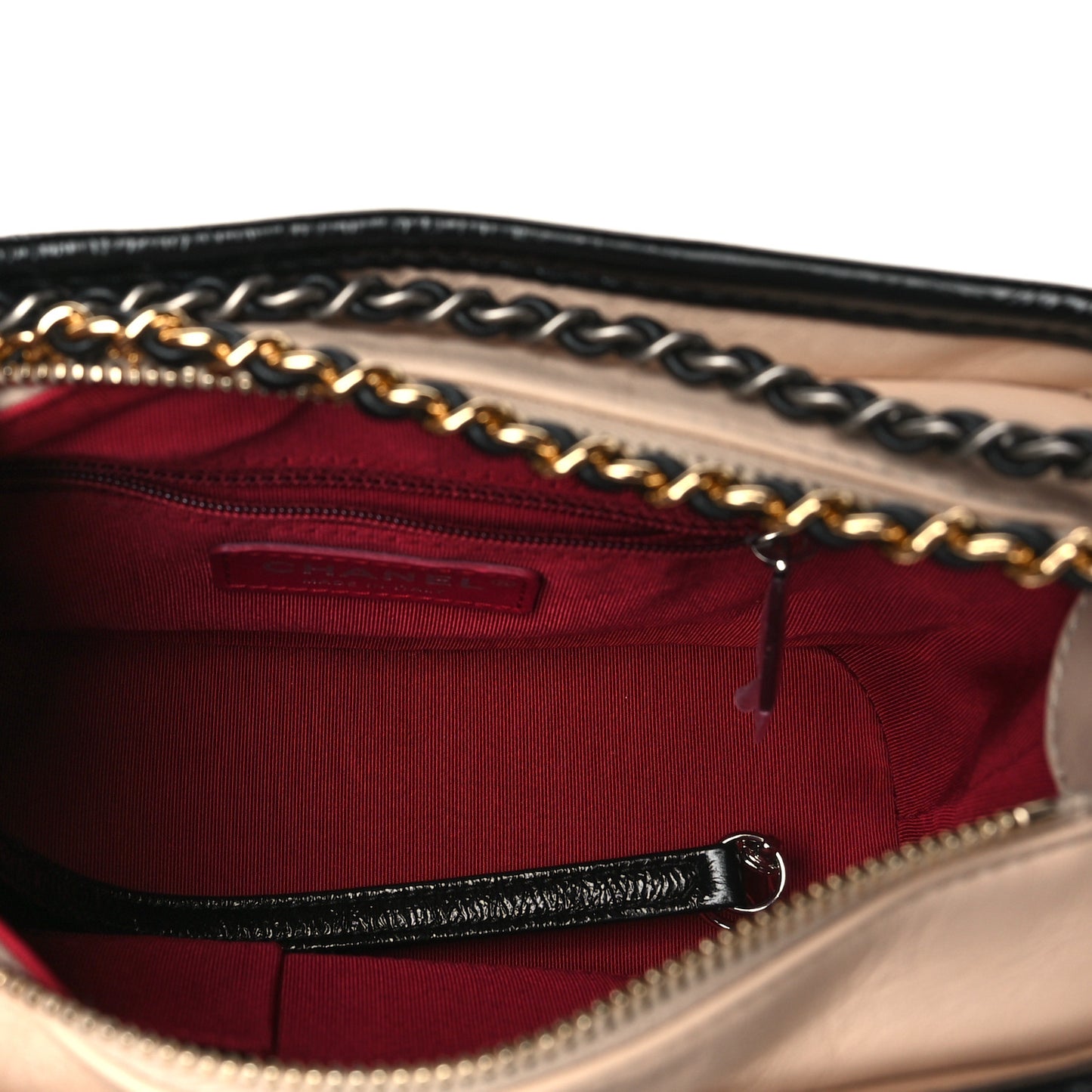 Aged Calfskin Quilted Small Gabrielle Hobo Beige Black
