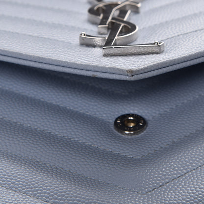 Saint Laurent Grain De Poudre Matelasse Monogram Chain Wallet Sky Blue 9 of 13