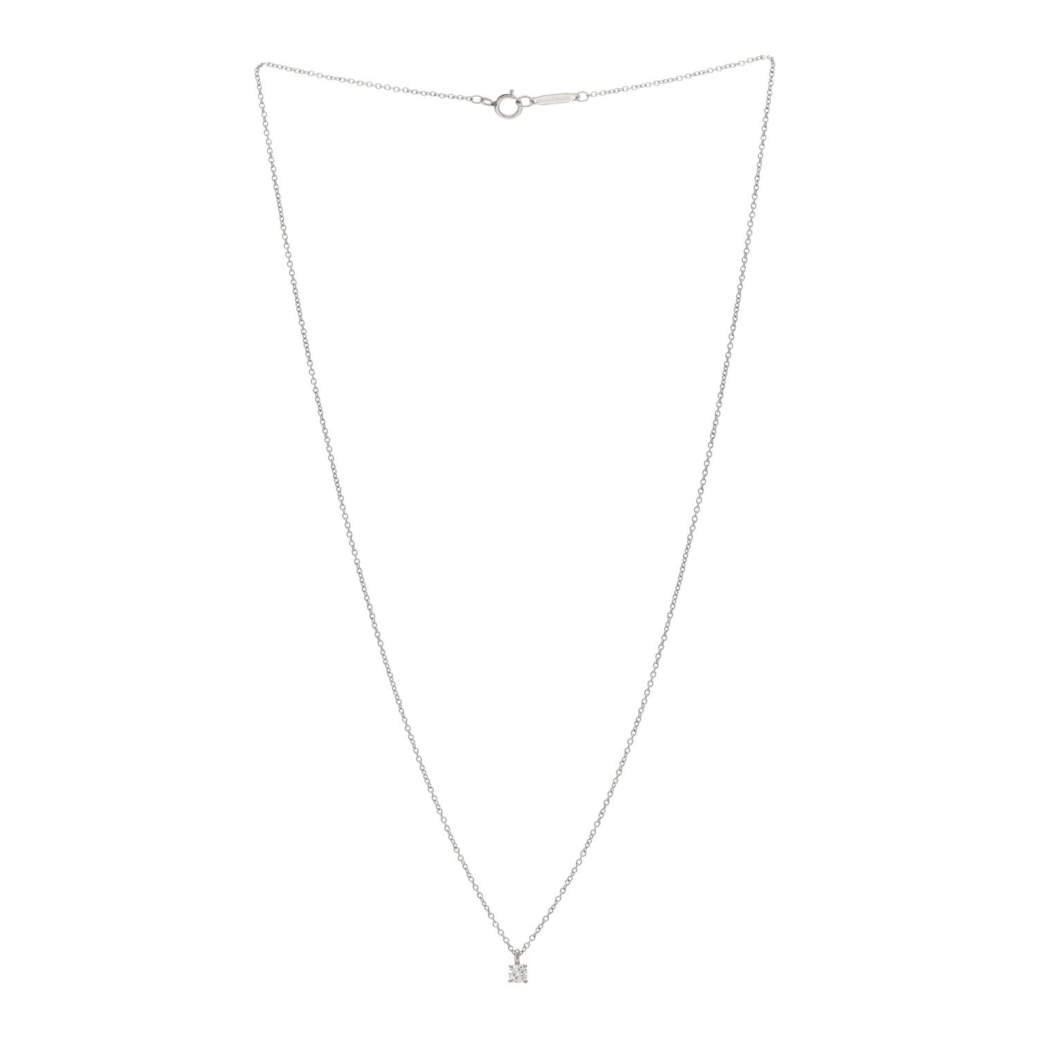 Tiffany Platinum Diamond .12ct Solitaire Pendant Necklace 3 of 4