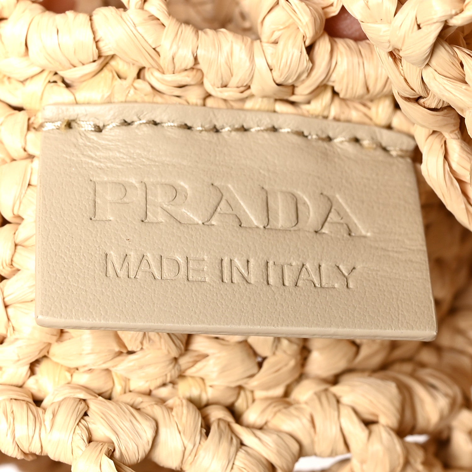Prada Yarn Raffia Effect Crochet Logo Embroidered Tote Bag Naturale 6 of 9
