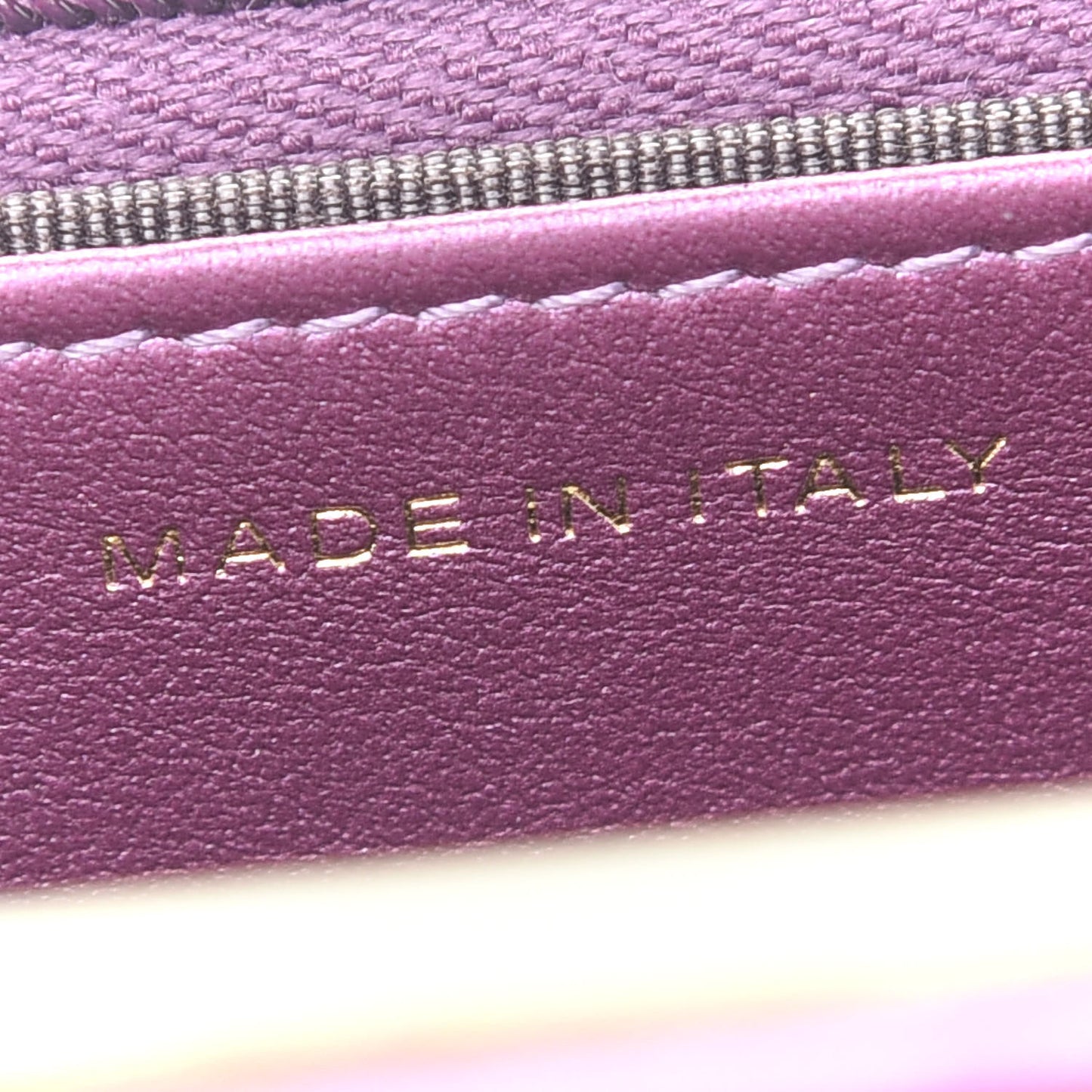 Iridescent Lambskin Quilted Wallet On Chain WOC Dark Purple