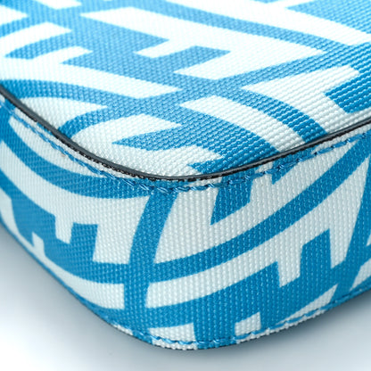 Fendi X SARAH COLEMAN Glazed Canvas Vitello King FF Vertigo Baguette 1997 Cyber Blue White 7 of 8