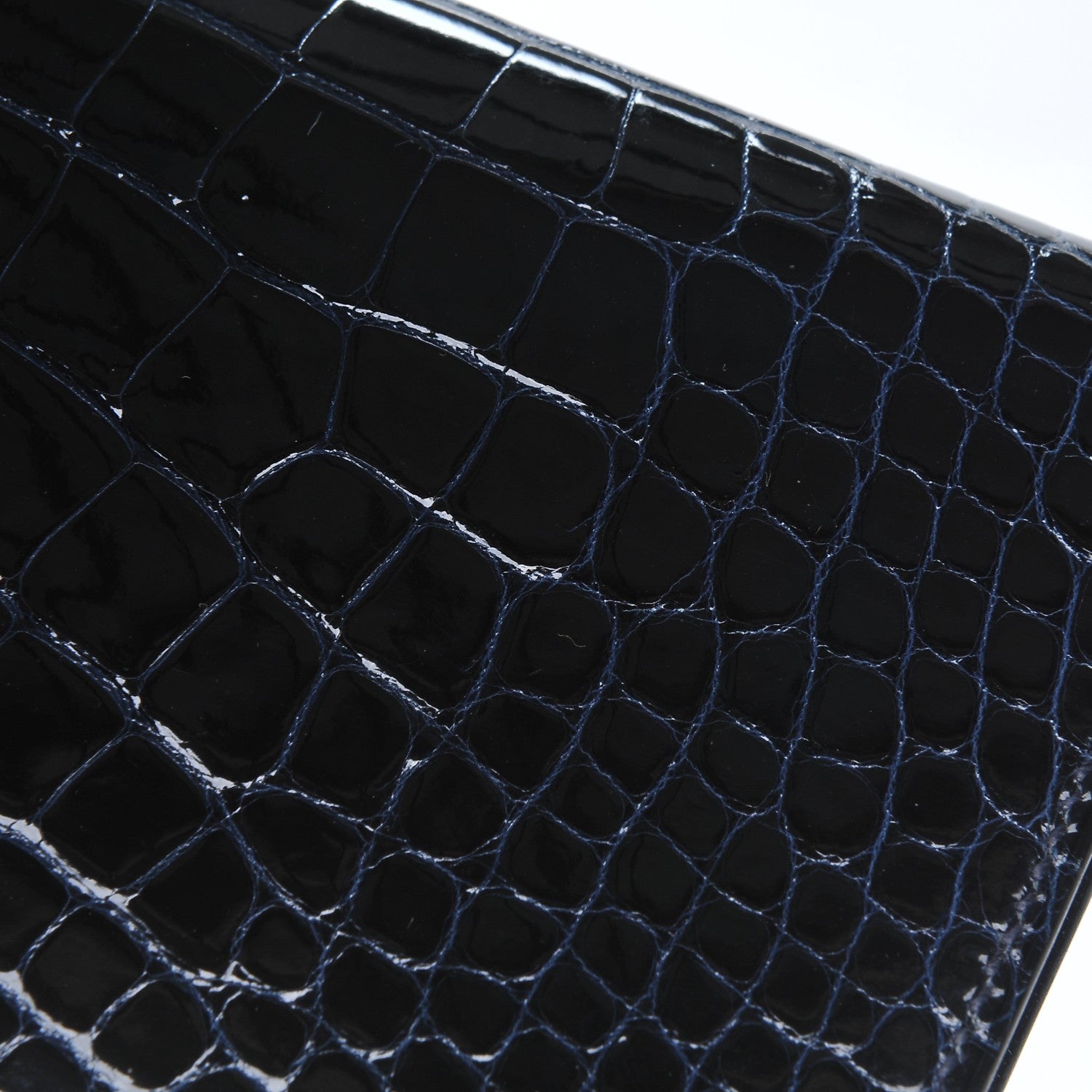 Hermes Shiny Alligator Bearn Wallet Bleu Marine 9 of 9