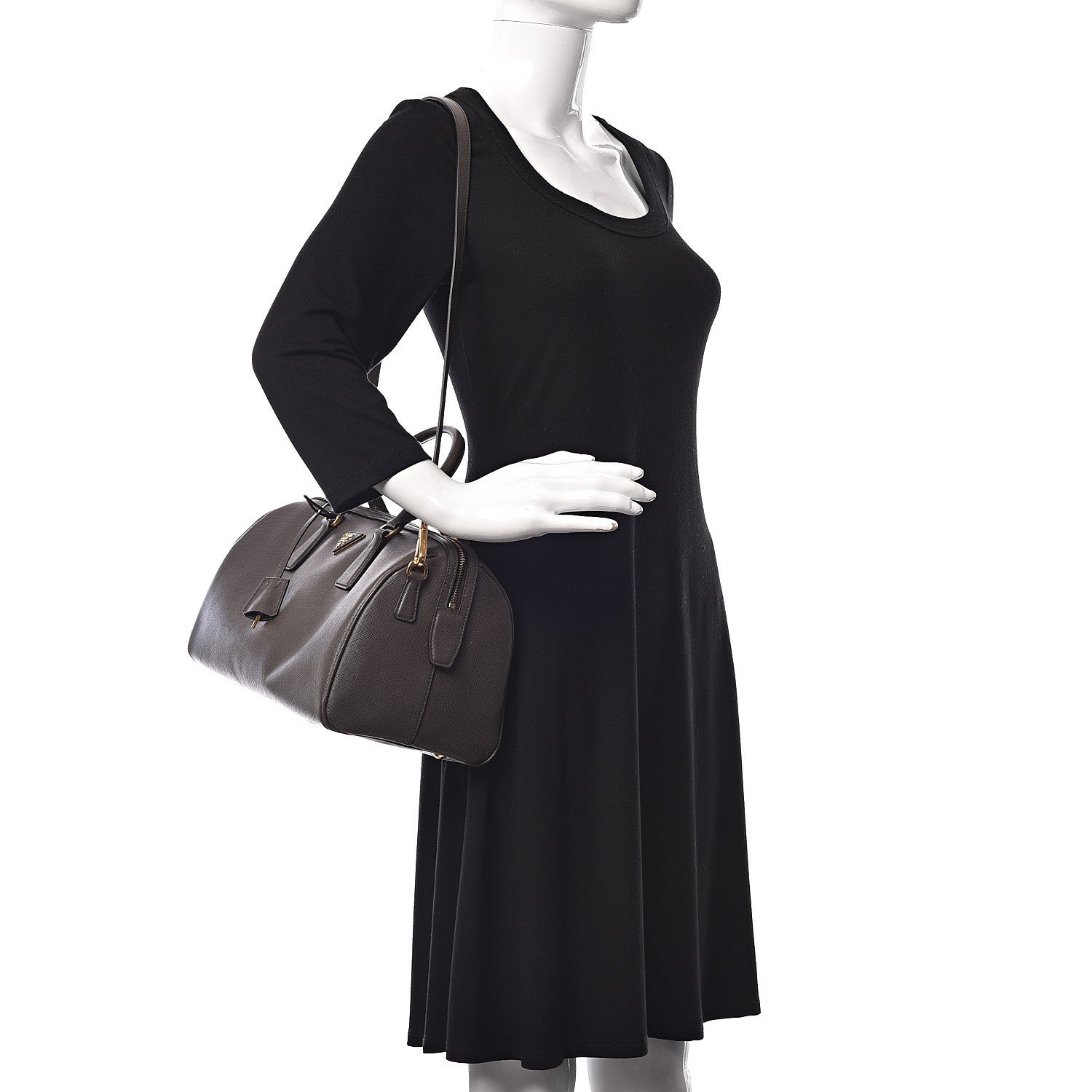 Prada Saffiano Lux Bauletto Grafite 2 of 8
