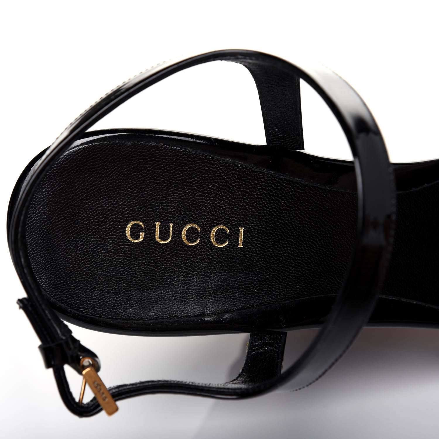 Gucci Patent Cork Hollie Wedge Sandals 36.5 Black 6 of 13
