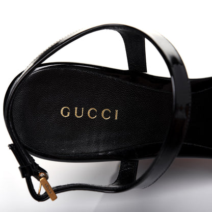 Gucci Patent Cork Hollie Wedge Sandals 36.5 Black 6 of 13