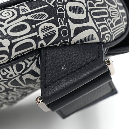 Christian Dior X SHAWN STUSSY Grained Calfskin Printed Mens Saddle Bag Navy Blue 13 of 18