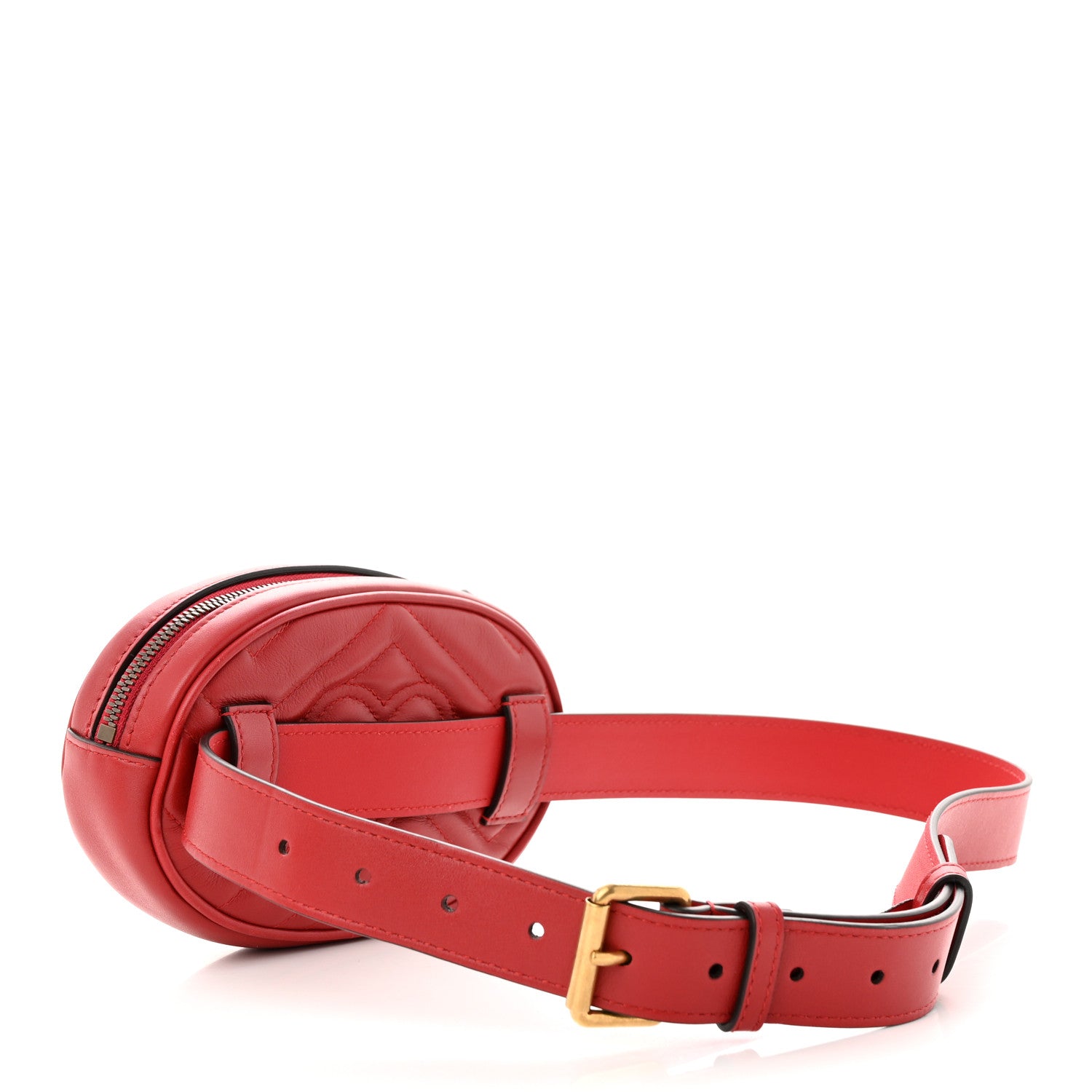 Gucci Calfskin Matelasse GG Marmont Belt Bag 85 34 Hibiscus Red 3 of 10