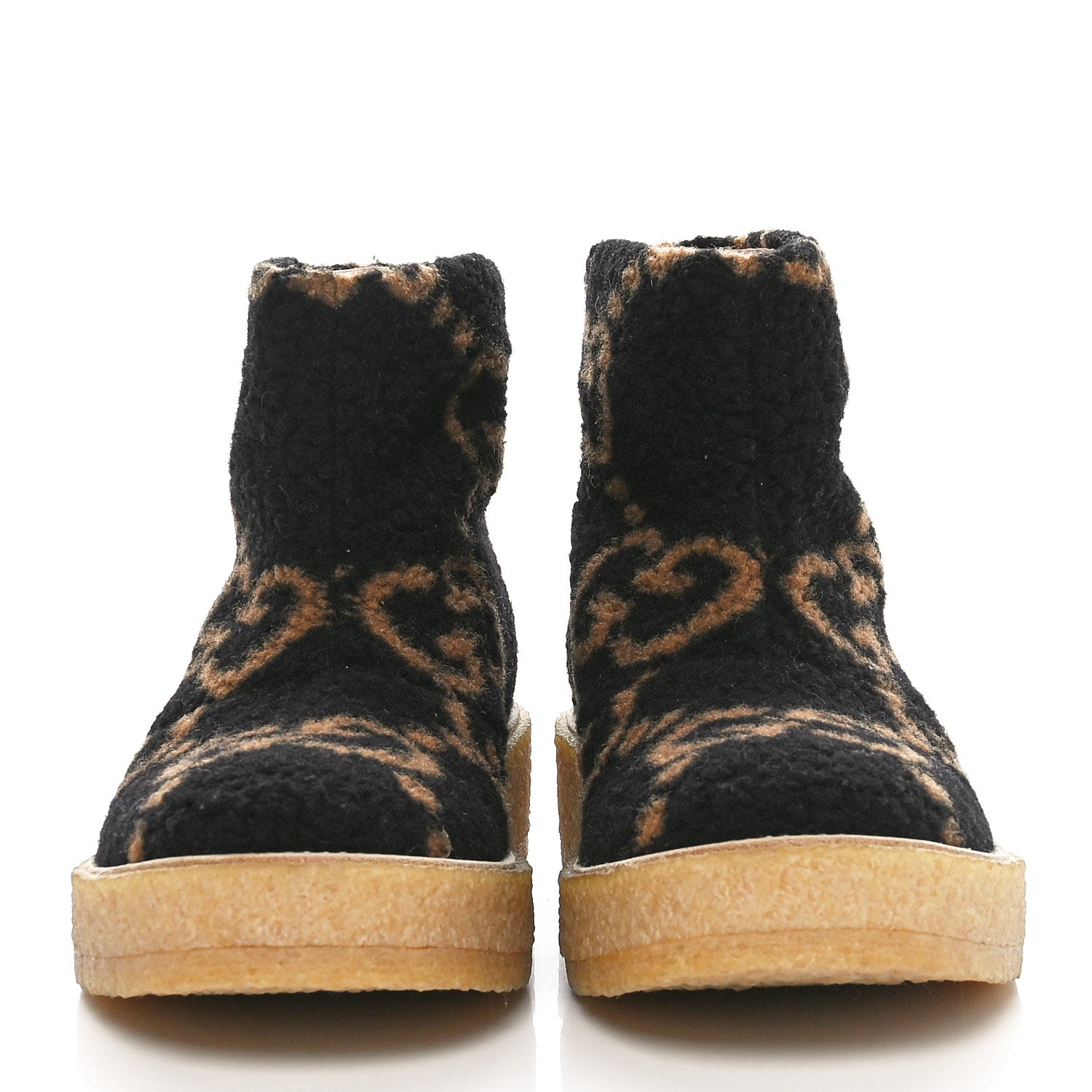 Gucci Faux Shearling Hooper GG Womens Ankle Boots 40 Black Natural Tan 2 of 8