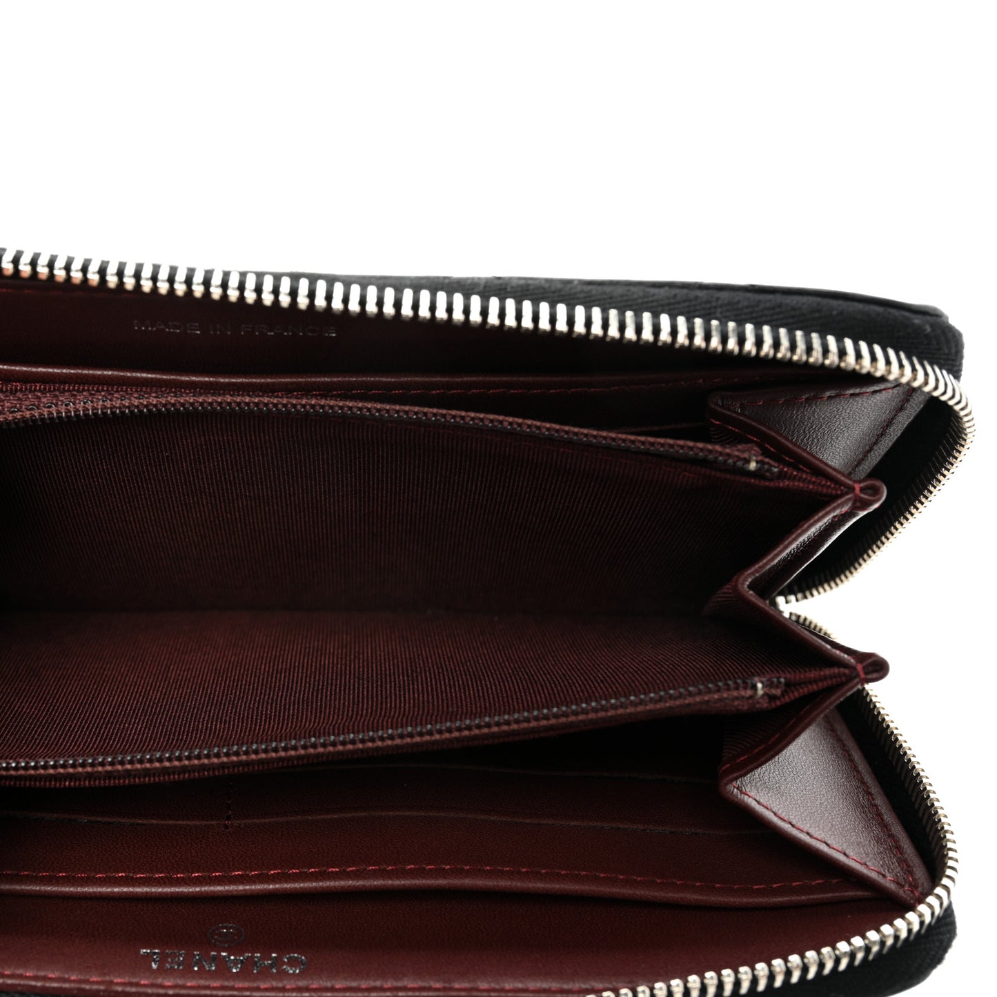 Lambskin Quilted Large Gusset Zip Around Wallet Black