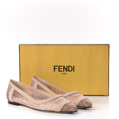 Fendi Technical Mesh Vitello FF Colibri Ballerina Flats 38 Rose Nude 8 of 9