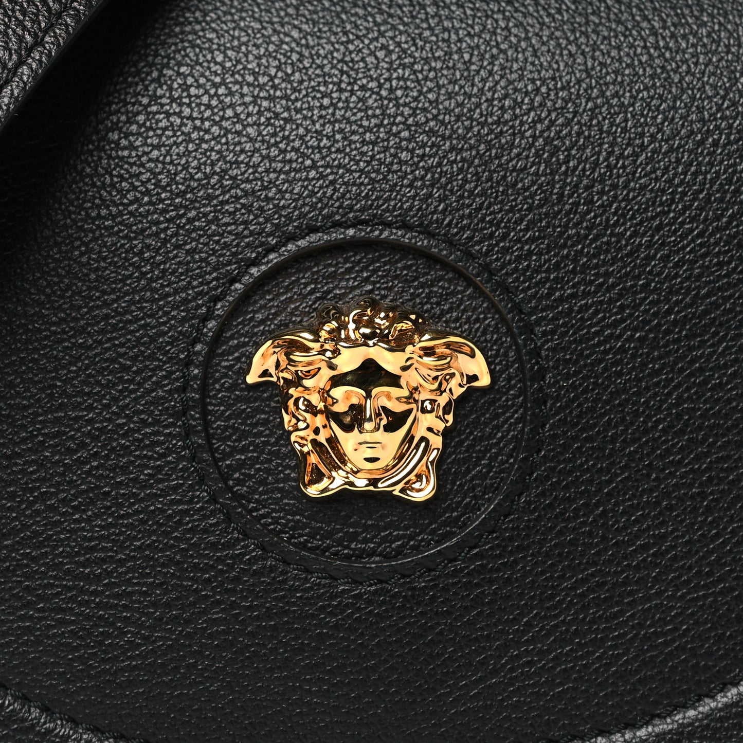 Grained Calfskin La Medusa Small Shoulder Bag Black
