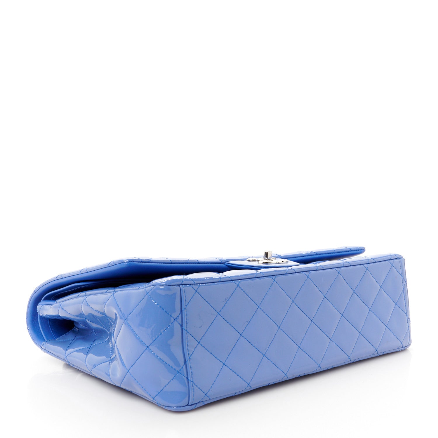 Chanel Patent Calfskin Quilted Maxi Double Flap Blue 4 of 12