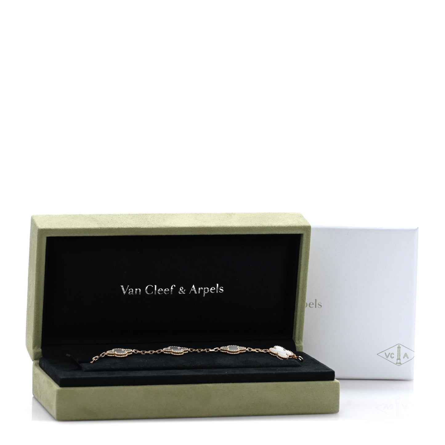 18K Yellow Gold Mother of Pearl 5 Motifs Vintage Alhambra Bracelet