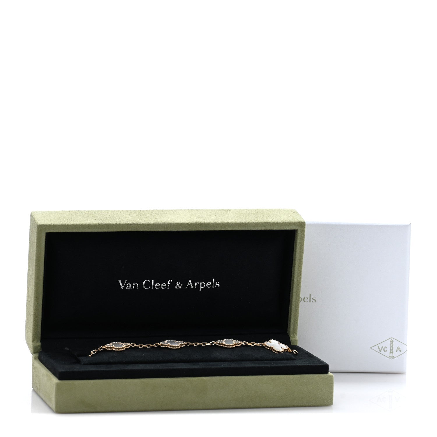 Van Cleef & Arpels 18K Yellow Gold Mother of Pearl 5 Motifs Vintage Alhambra Bracelet 4 of 4