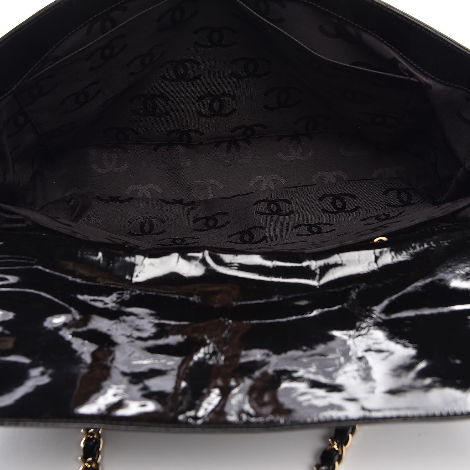 Chanel Patent Chocolate Bar CC Tote Black 5 of 11