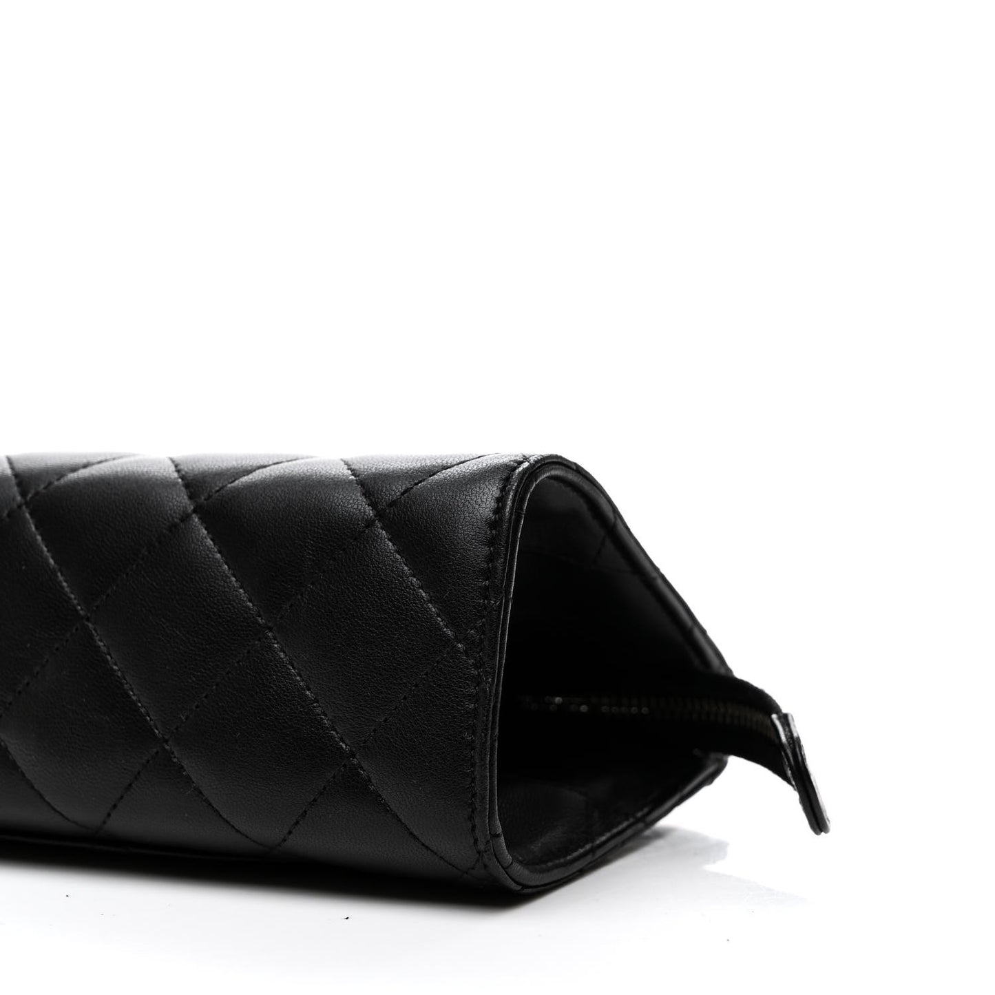 Lambskin Quilted Cosmetic Case Black