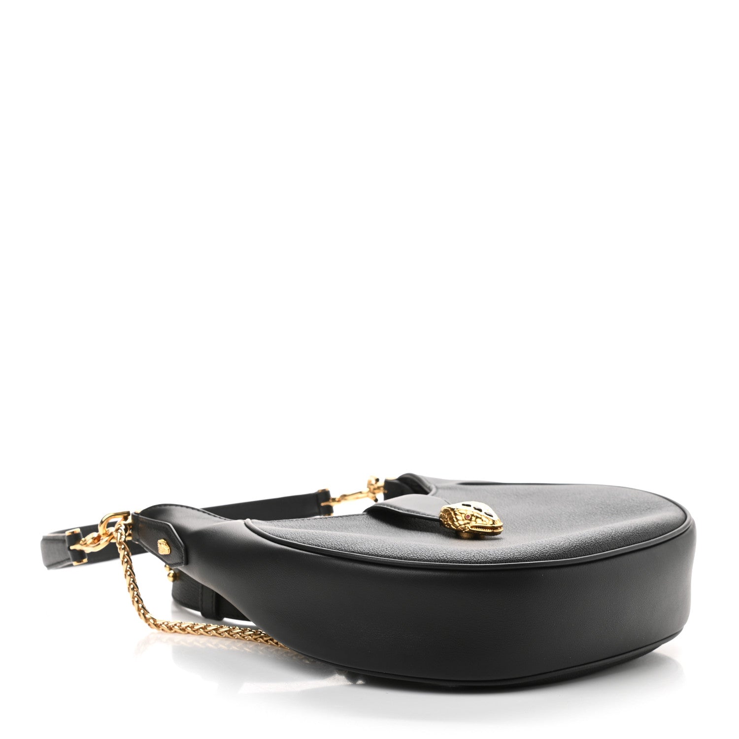 Bulgari Urban Grain Smooth Calfskin Serpenti Ellipse Shoulder Bag Black 4 of 9