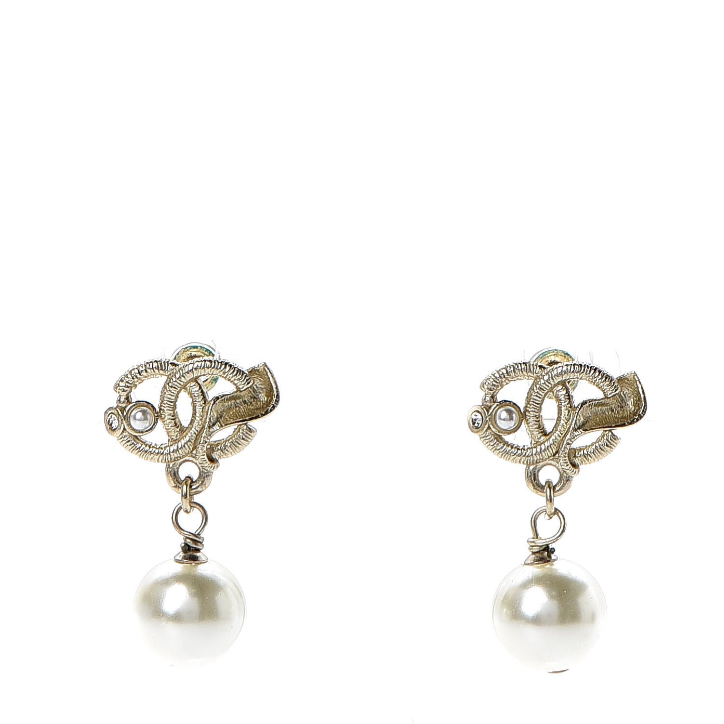 Pearl CC Drop Earrings Gold