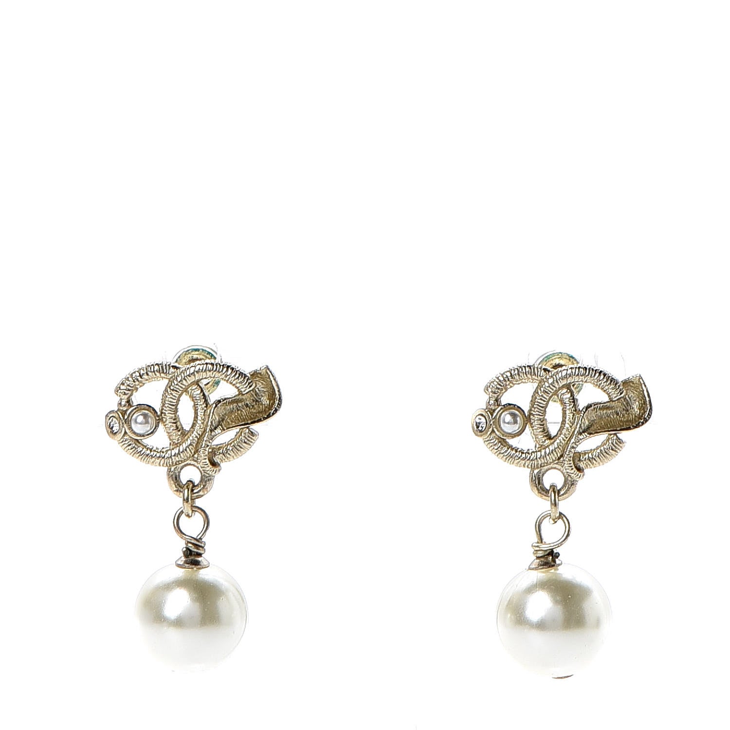 Chanel Pearl CC Drop Earrings Gold 1 of 4