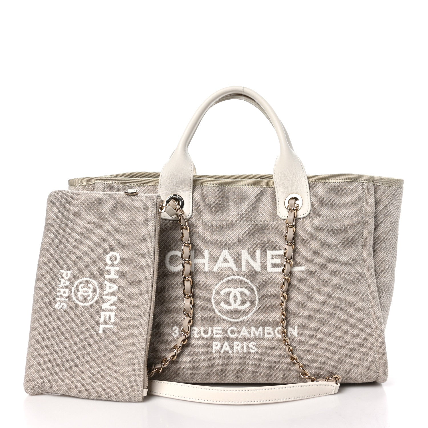 Chanel Mixed Fibers Calfskin Small Deauville Tote Light Grey 3 of 11