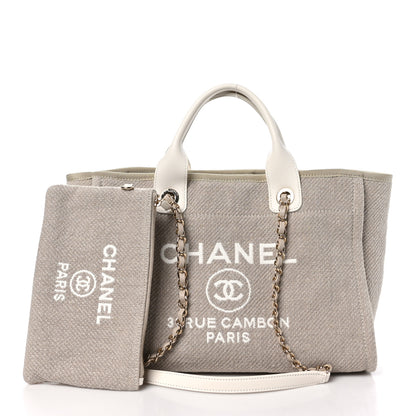 Chanel Mixed Fibers Calfskin Small Deauville Tote Light Grey 3 of 11