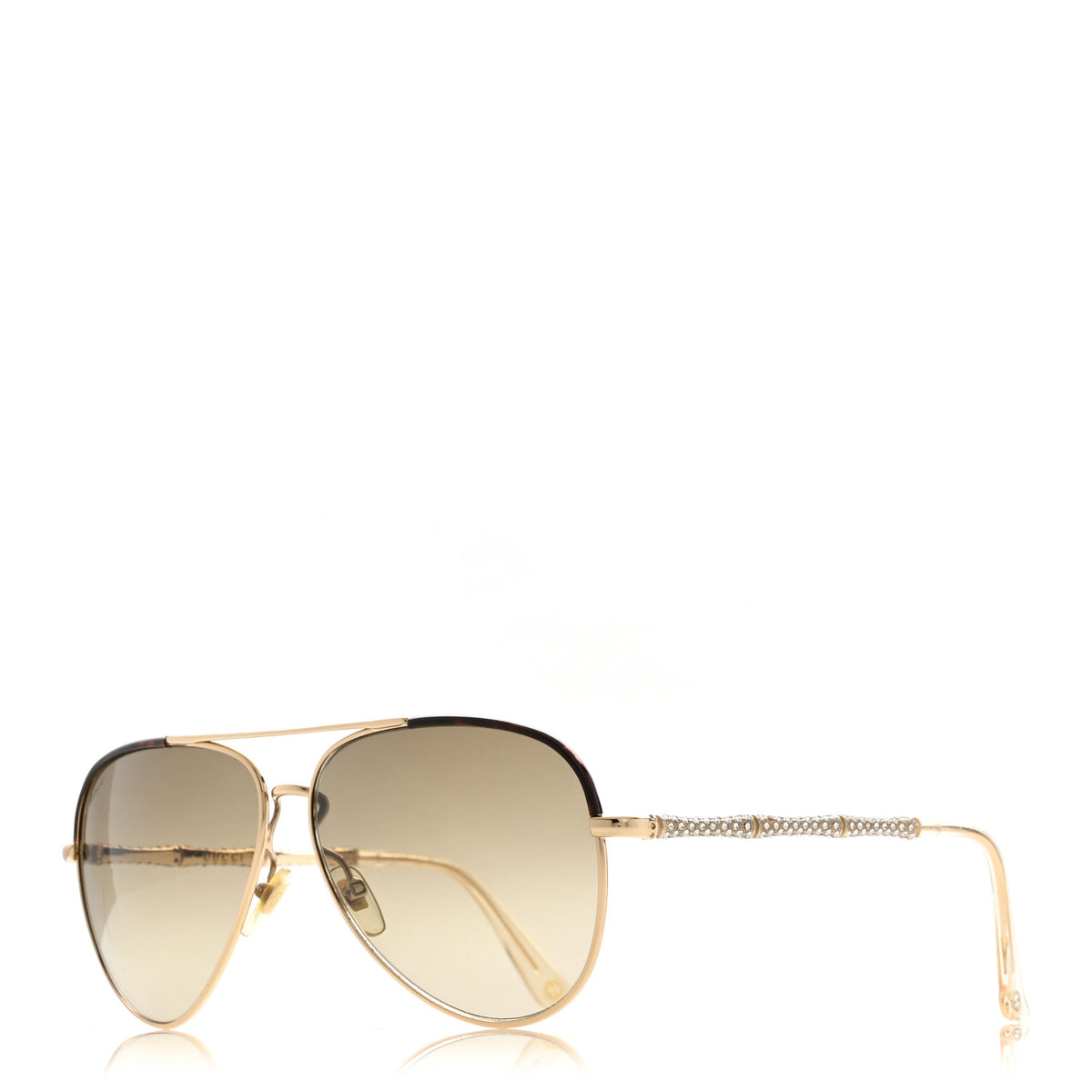 Gucci Crystal Bamboo Aviator Sunglasses GG4276/N/S Gold 1 of 10