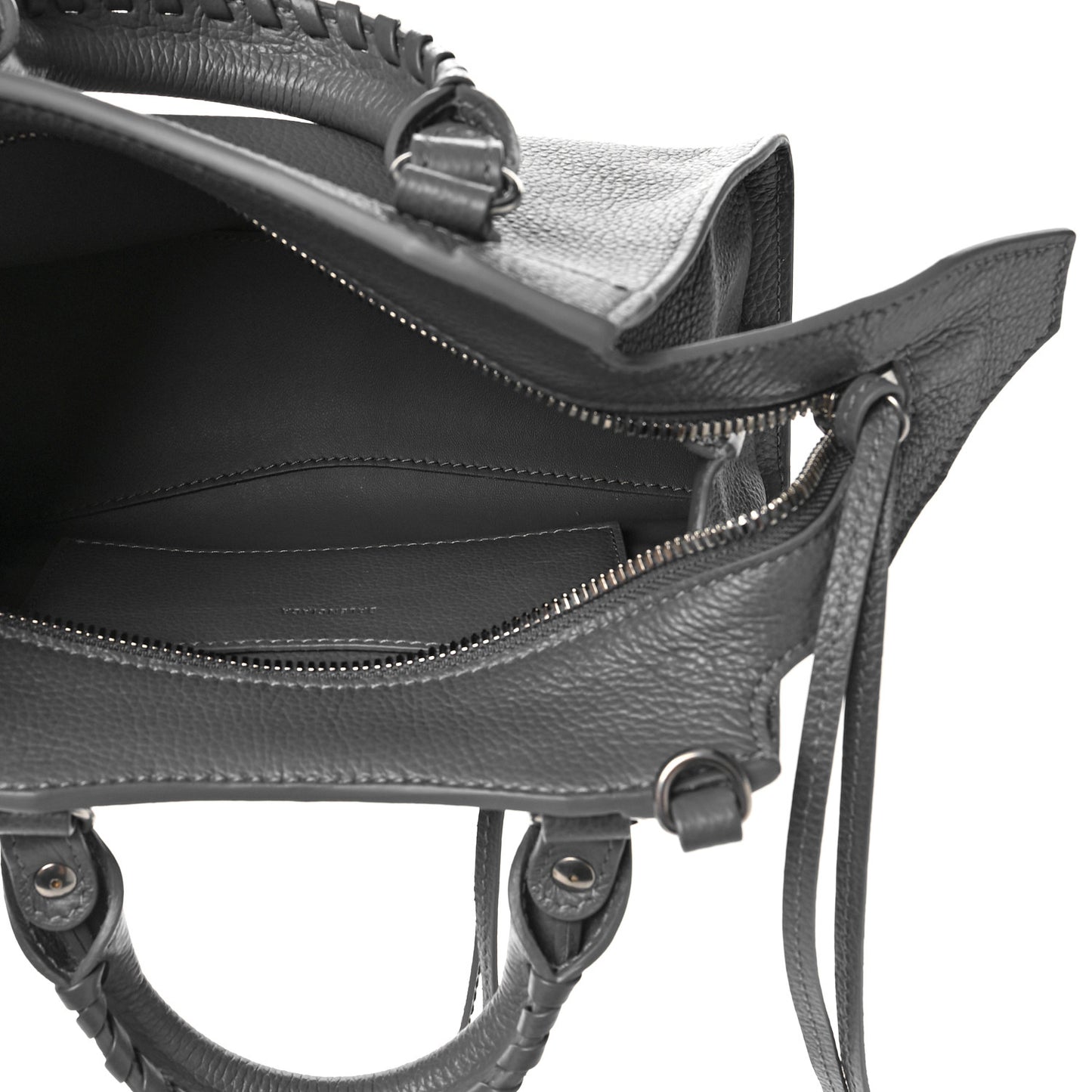 Grained Calfskin Neo Classic Silver Hardware Mini City Dark Grey